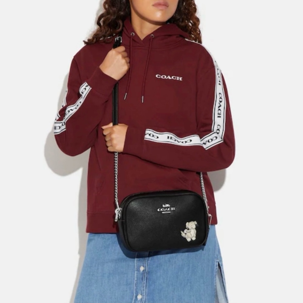 Coach Jamie Camera Bag With Mirror Bag Charm In Signature Canvas Happy Dog Print - Picture 6 of 13